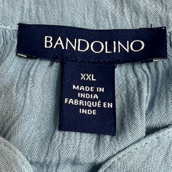 Bandolino Women's XXL Blue White Ombre Tunic Top Long Sleeve Pintuck Boho Peasan - Picture 4 of 7